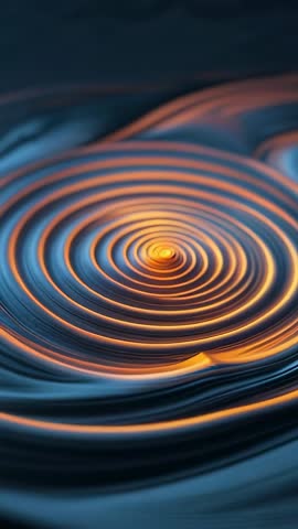 Pulsating Golden Core Radiating Expanding Rippling Waves on Metallic Plane Vertical Loop