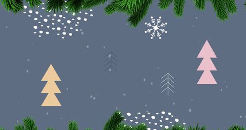 festive fir tree branches with minimalist trees on grey snowy background - Download Free Stock Images Pikwizard.com
