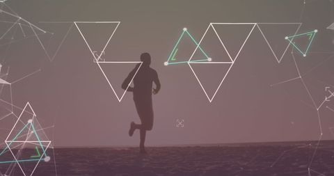 Digital Overlay of Silhouette Runner on Beach - Download Free Stock Images Pikwizard.com