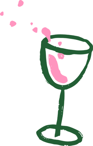 Transparent minimalist pink drink in stemmed glass illustration