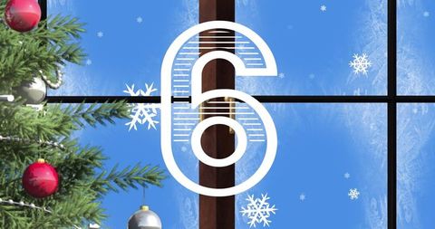 Advent countdown overlay on christmas tree and window with snowflakes