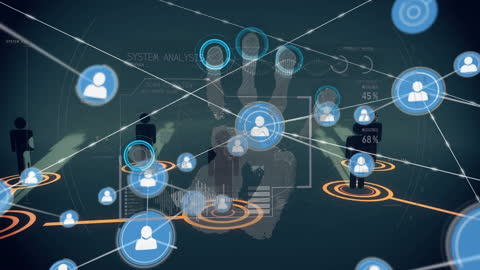 Futuristic Digital Network Interface with Data Analysis