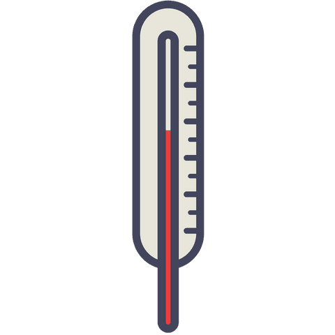 Thermometer symbol on transparent background for medical use