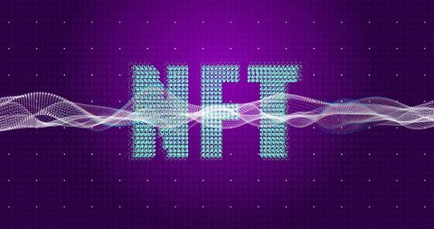 Digital NFT Text on Purple Background with Abstract Waves - Download Free Stock Images Pikwizard.com