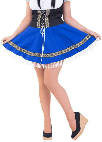 Traditional Bavarian Dress with Blue Skirt Transparent PNG