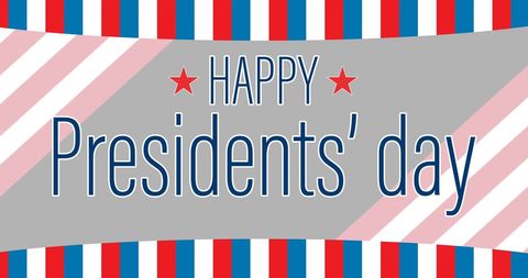 Happy presidents' day celebration on striped patriotic background