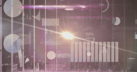 Dynamic Finance Technology Digital Display with Data Graphics