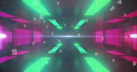 Futuristic Digital Interface with Neon Lights and Data Streams