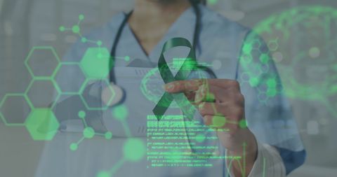 Doctor Holding Green Ribbon Promoting Mental Health Awareness