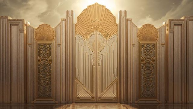 Luxurious Golden Art Deco Doorway with Elegant Architectural Details