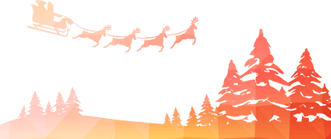 Transparent santa sleigh graphic with geometric trees