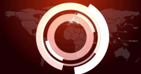 Futuristic hud overlay on world map