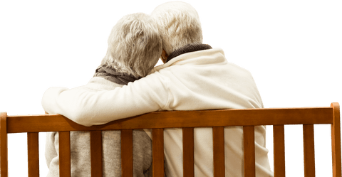 senior couple embracing on wooden bench with transparent background - Download Free Stock Videos Pikwizard.com