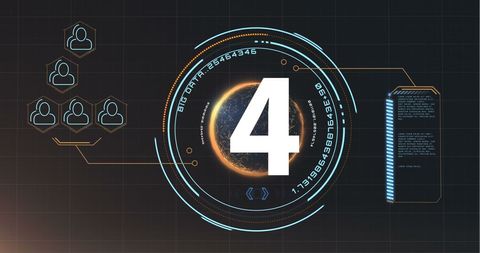 Futuristic Digital Countdown with Earth Hologram - Download Free Stock Images Pikwizard.com