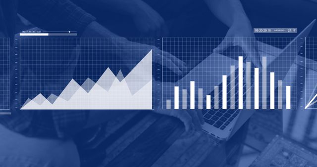 Analyzing Business Growth Data on Laptop with Graphs Overlay - Download Free Stock Photos Pikwizard.com