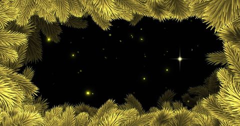 Glowing Fir Decorations with Sparkling Lights and Festive Scene