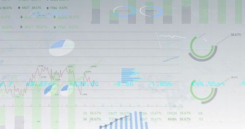 Digital data analytics dashboard with interactive graphs and charts