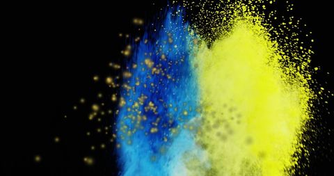 Vibrant Explosion of Colored Smoke and Light on Black
