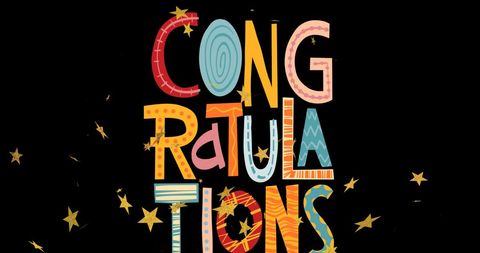 Colorful Congratulations Text with Stars for Celebratory Events - Download Free Stock Images Pikwizard.com