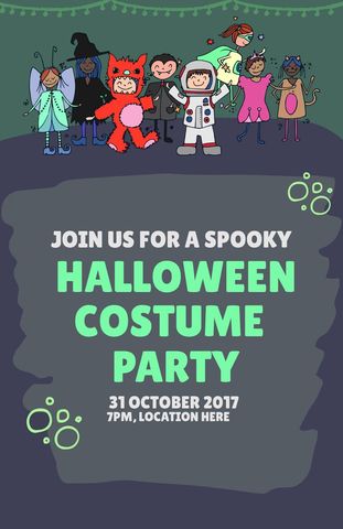 Halloween Costume Party Invitation with Children in Colorful Outfits - Download Free Stock Templates Pikwizard.com