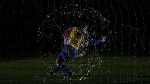 Digital Global Sphere Overlaying Soccer Goalkeeper
