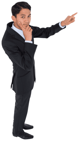 thinking asian businessman pointing on transparent background - Download Free Stock Videos Pikwizard.com