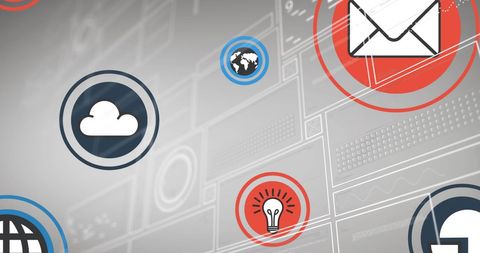 Digital Technology Icons with Global Connectivity Theme