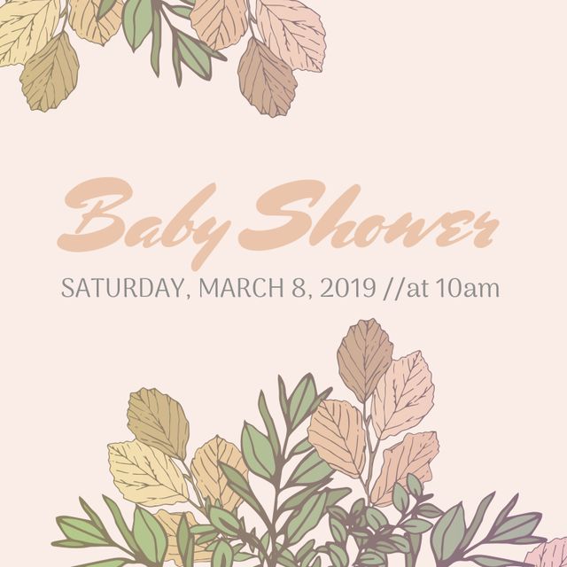 Perfect for baby shower announcements, garden events, spring weddings, and elegant celebrations. Features a pastel color palette with delicate botanical elements, capturing a nature-themed ambiance.