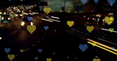 Night Cityscape with Floating Hearts Symbolizing Peace and Unity - Download Free Stock Images Pikwizard.com