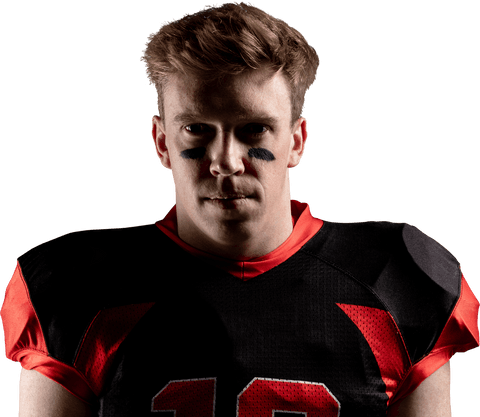 Transparent Image of Focused American Football Player in Full Equipment