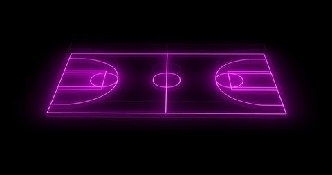 Neon Glowing Basketball Court Digital Graphic