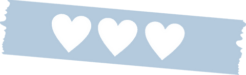 Transparent tape with three white hearts symbolizing love