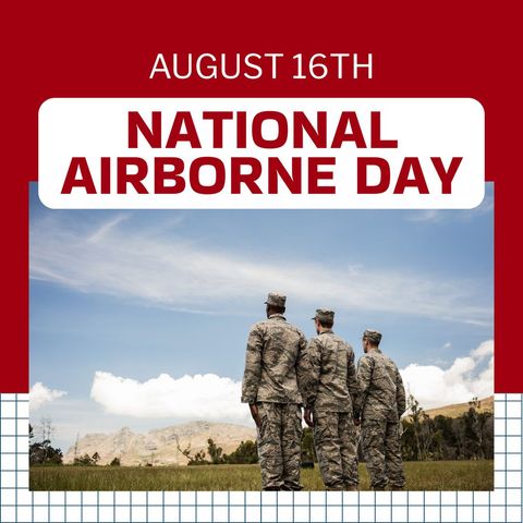National airborne day graphic with soldiers in field