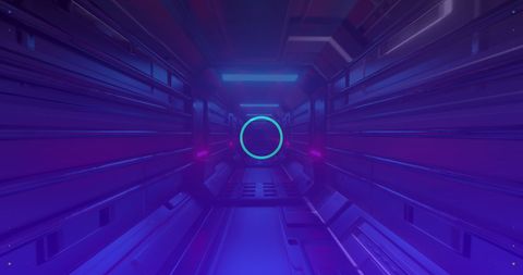 Futuristic Neon Tunnel with Digital Interface
