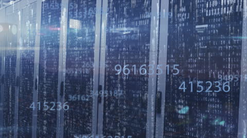 Digital Data Streaming in Server Room Animation