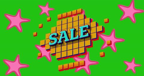 Retro Sale Banner with Vibrant Geometric Design