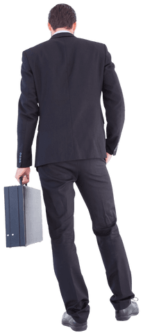 Transparent Background Man Holding Briefcase in Business Attire