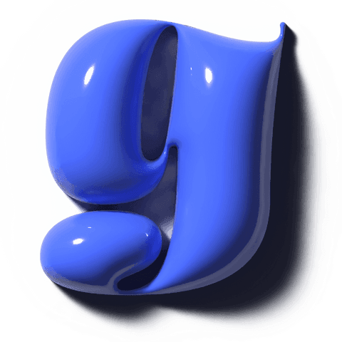 Glossy cerulean 3d sculpture resting on transparent background showing deep cavity