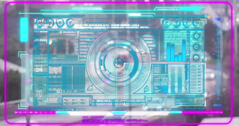 Futuristic Data Interface Over Dynamic Cityscape