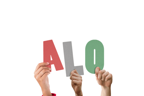 Hands Holding Colorful Letters on Transparent Background for Greetings