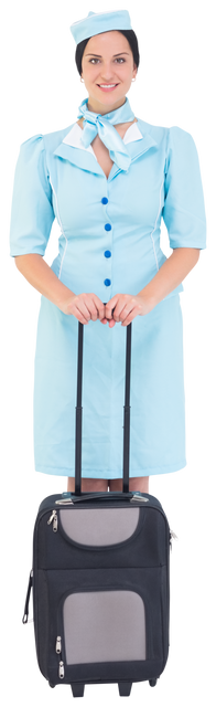 Transparent Air Hostess in Blue Uniform Standing with Suitcase - Download Free Stock Videos Pikwizard.com