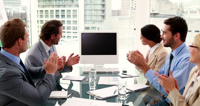 Business Team Celebrating Success during Meeting in Bright Modern Office - Download Free Stock Images Pikwizard.com