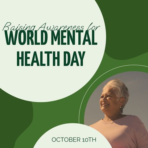 Senior Woman Smiling Promoting World Mental Health Day Awareness - Download Free Stock Templates Pikwizard.com