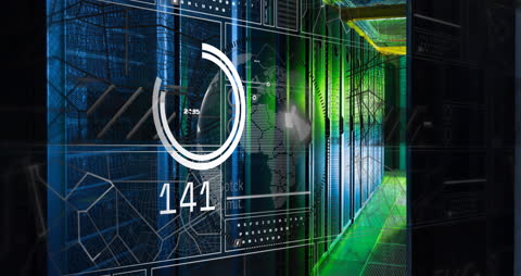 Innovative Digital Data Streams Flowing Through Server Racks