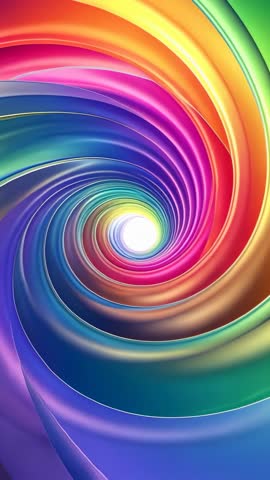Advancing Ribbon Spiral Animation Drawing Viewer Inward Through Vibrant Neon Vortex
