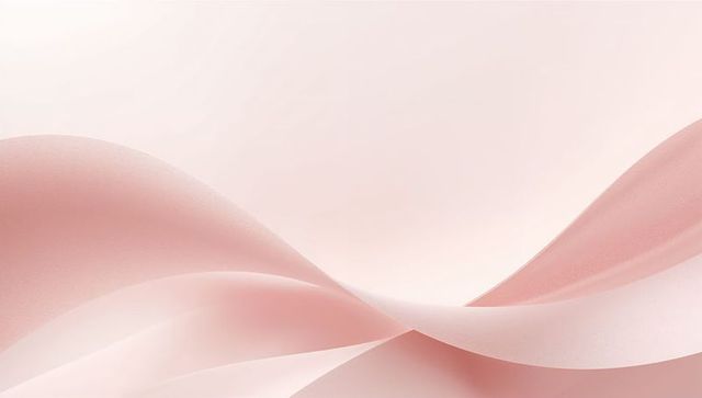 Minimal soft pastel ribbon waves flowing over cream gradient backdrop with subtle grain texture