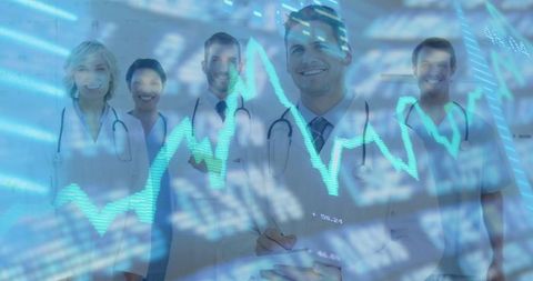Medical Professionals With Financial Chart Overlay Symbolizing Healthcare Economics