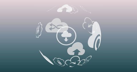 Global Cloud Computing Icons on Spherical Display