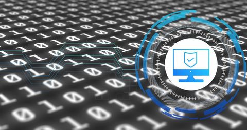 Cybersecurity Shield on Data Stream Background - Download Free Stock Images Pikwizard.com