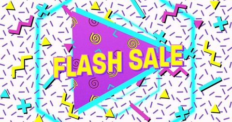 Colorful Retro Flash Sale Design with 80s Pop Art Style